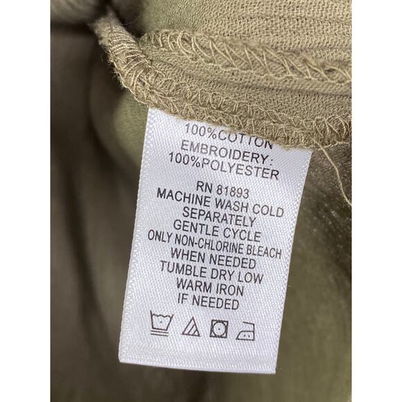 Denim & Co Womens Green Embroidered Tunic Size XL Boho Aztec 1/2 Sleeve Cotton - Picture 6 of 7